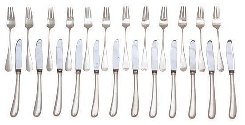 A Danish Silver Dessert Flatware Service, A. Michelson, Copenhagen, comprising: 12 knives 12 forks