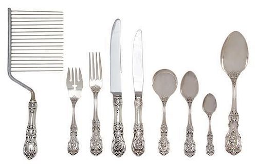 An American Sterling Flatware Service, Reed & Barton, Tauton, MA, Francis I pattern, comprising: 12 dinner knives 11 dinner f