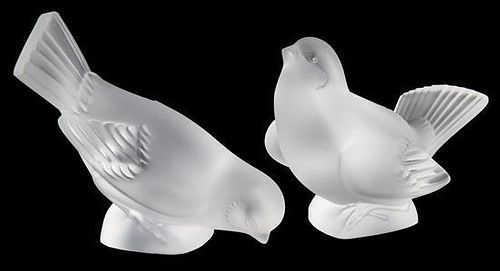 A Lalique Molded and Frosted Glass Figure Height 4 inches.