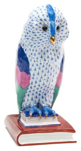 A Herend Porcelain Owl Height 11 1/2 inches.