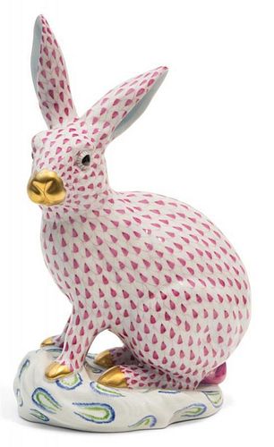 A Herend Porcelain Rabbit Height 11 7/8 inches.