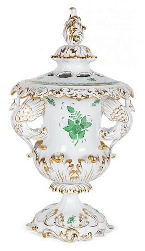 A Herend Porcelain Campana Urn Height 22 inches.