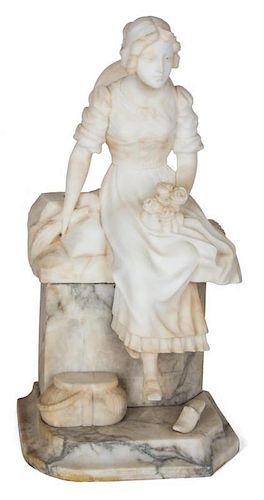 An Italian Alabaster Figure Height 21 inches.