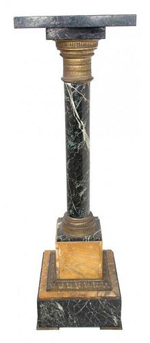 A Continental Gilt Bronze Mounted Marble Pedestal Height 32 1/2 inches.