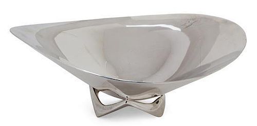 A Danish Silver Bowl, Henning Koppel for Georg Jensen Silversmithy, Copenhagen, c. 1948, of modernist footed form, numbered 9