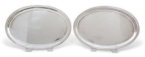 A Pair of Sterling Oval Trays, Georg Jensen Silversmithy, Copenhagen, numbered #223A