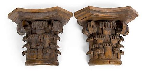 A Pair of Corinthian Wall Mounted Shelves Height 5 1/2 inches.
