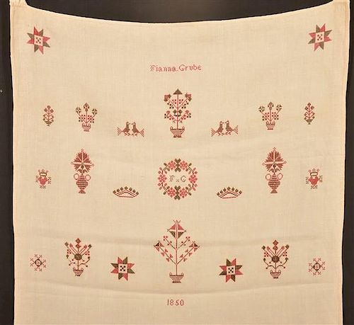 1850 Pennsylvania Cross Stitch Show Towel.