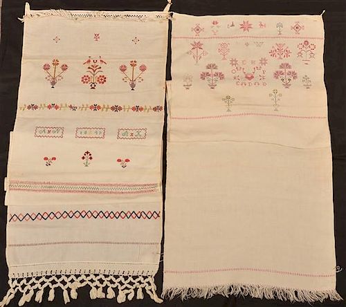 Two Pennsylvania 19th Century Cross Stitch Show Towels.