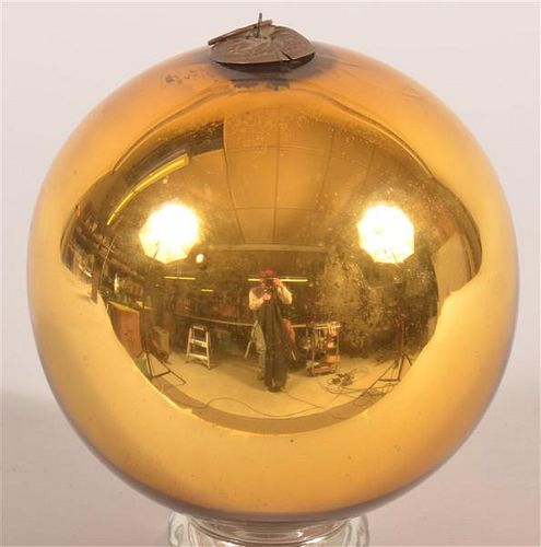 Antique German Kugel, Gold Blown Glass Ball Form.
