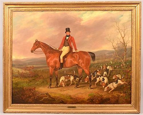 Fox Hunt Scene Oil Painting Attributed to Henry Calvert.