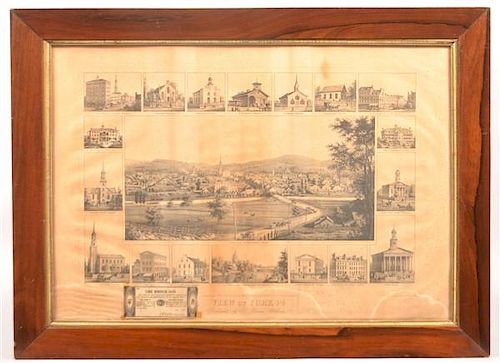 Framed View of York PA Lithograph.