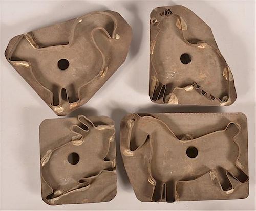 4 PA 19th Century Animal Form Cookie Cutters.