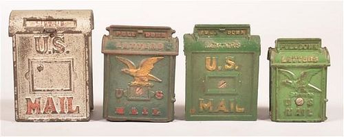Four Cast Iron U.S. Mail Box Still Banks.