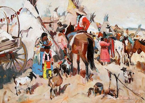 AN AMERICAN INDIAN PAINTING, LAVERNE NELSON BLACK