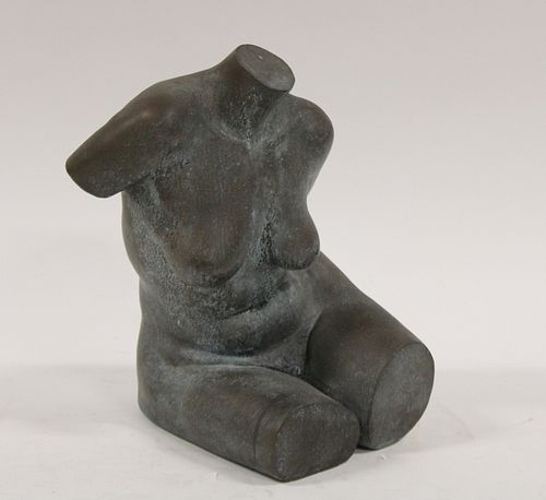 Unsigned Female Bronze Torso Sculpture.