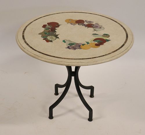 A Vintage Pietra Et Dura  Style Marble Top Table.