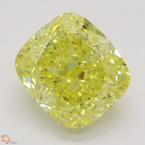 1.56 ct, Natural Fancy Intense Yellow Even Color, VVS2, Cushion cut Diamond (GIA Graded), Appraised Value: $76,500 