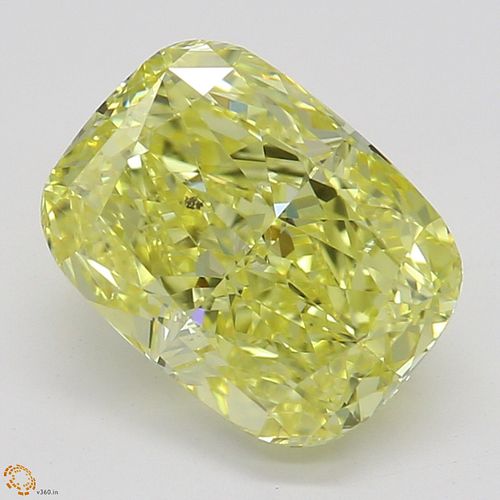 1.50 ct, Natural Fancy Intense Yellow Even Color, SI1, Cushion cut Diamond (GIA Graded), Appraised Value: $52,700 