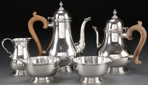 A FIVE PIECE GORHAM STERLING COFFEE AND TEA SET