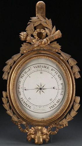 A FINE CARVED AND GILT WOOD BAROMETER, FRENCH