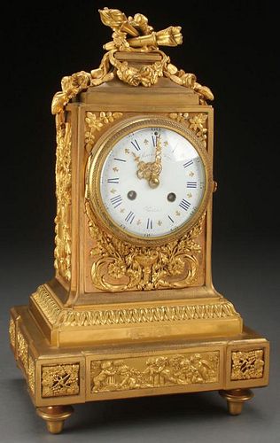 A FRENCH GILT BRONZE MANTLE CLOCK, 19TH CENTURY