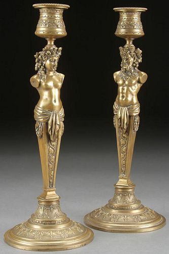 A PAIR OF FINELY MODELED BACCHANALIAN FIGURAL