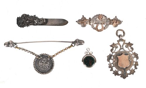 Five Pieces of Antique Sterling Jewelry