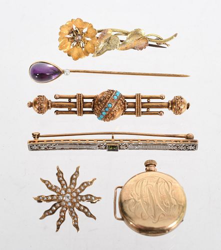 Six Pieces of Antique 14k Jewelry