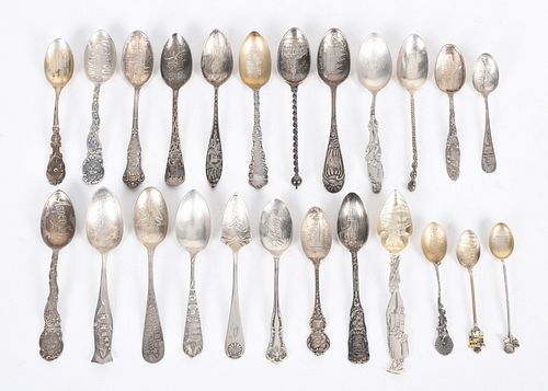 A Group of Sterling Silver Souvenir Spoons