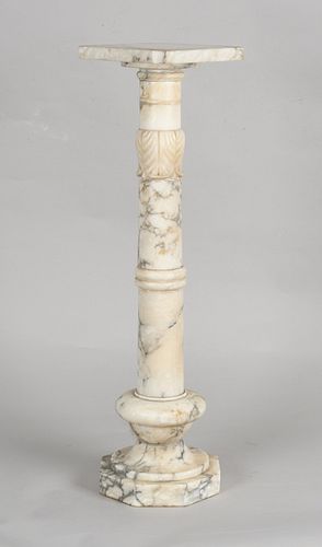 Neoclassical Style Carved Veined Marble Pedestal