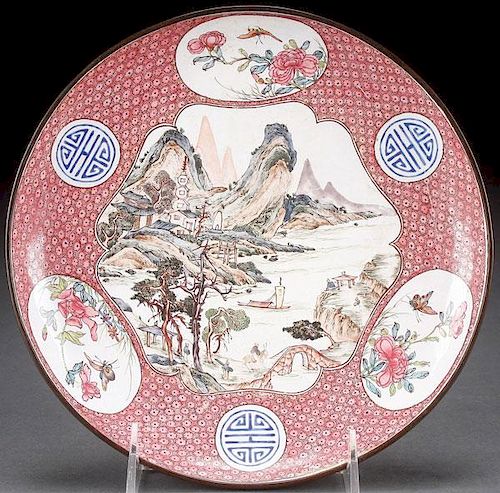 A GOOD CHINESE CANTON ENAMEL PLATE