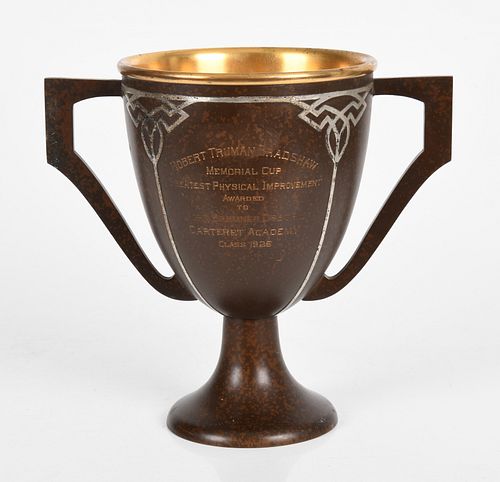 A Heintz Art Metal Sterling on Bronze Trophy