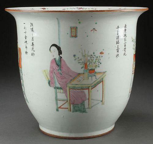 A CHINESE FAMILLE ROSE JARDINIERE, QING DYNASTY