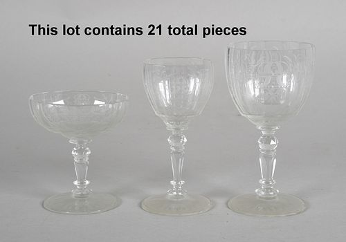 A Partial Set of Good Etched Crystal Stemware