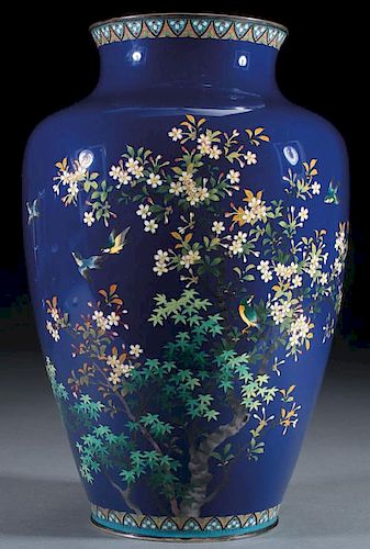 A JAPANESE FINELY ENAMELED CLOISONNÉ AND SILVER