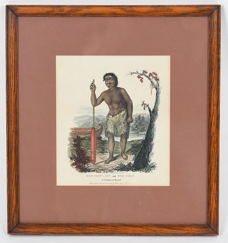Circa 1827 Lithograph, Chippewa Dwarf
