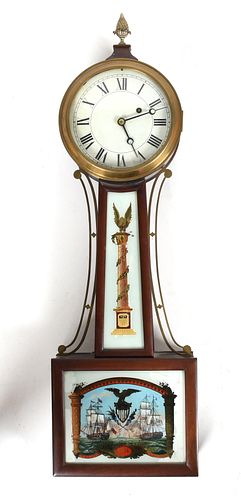 Federal Style Eglomise and Mahogany Banjo Clock