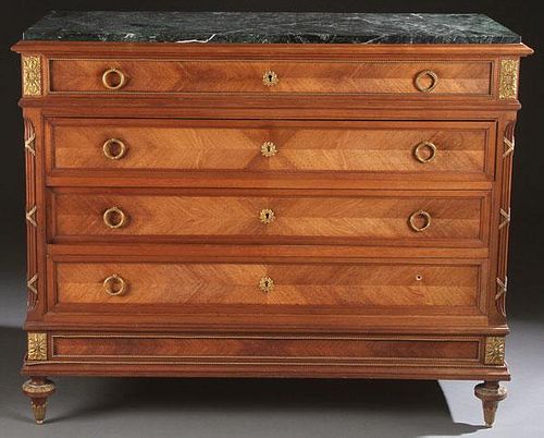 A GOOD LOUIS XVI STYLE MARBLE TOP AND BRONZE