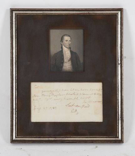 James Monroe, 5th U.S. President, Signed Note