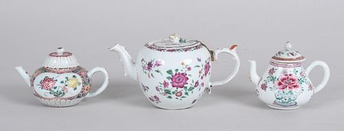 Three Chinese Export Teapots