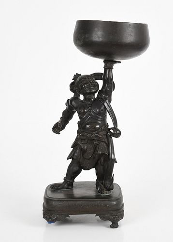A Large Japanese Bronze Figural Bell