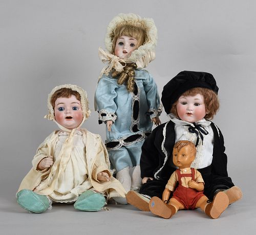 Four Dolls, Including Armand Marseille