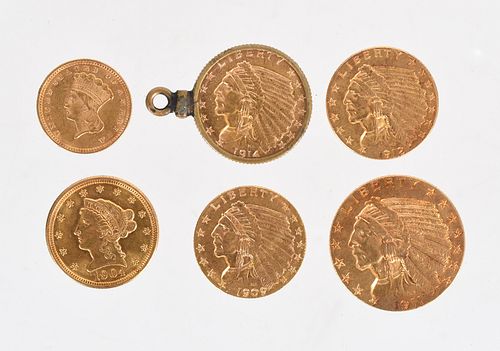 A Group of American Gold Coins