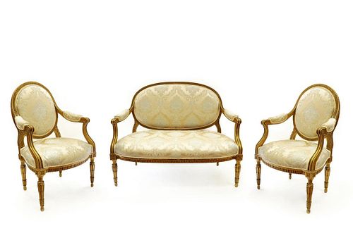 Napoleon III Suite of Upholstered Furniture Set,19th C.