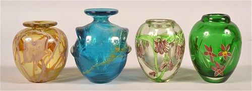 Four Various Contemporary Art Glass Vases.