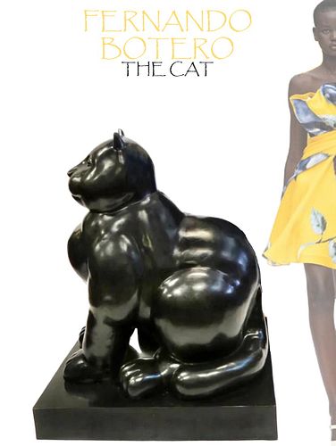A Monumental Botero Cat Sculpture. Signed