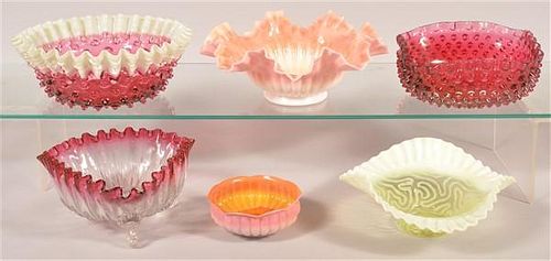 6 Various Victorian Art Glass and Pattern Glass Bowls.