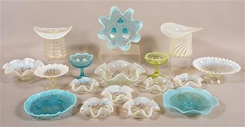 17 Pieces of Opalescent Pattern Glass.