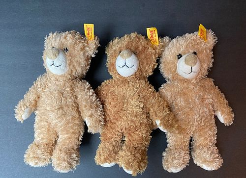 Steiff Plush Bears 8" 2x Luca, and 1 Luise Brown Beige Yellow Ear Tags